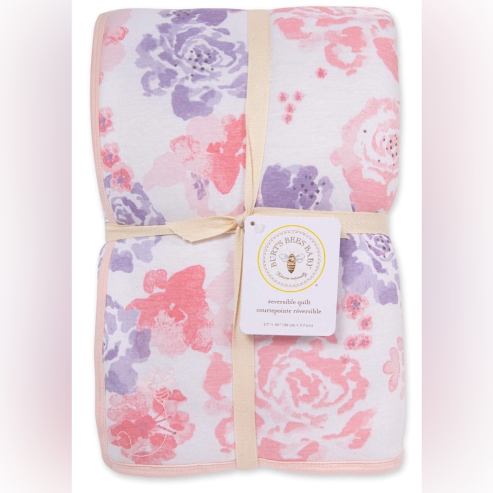Super cute!! Burt’s bees organic reversible baby quilt